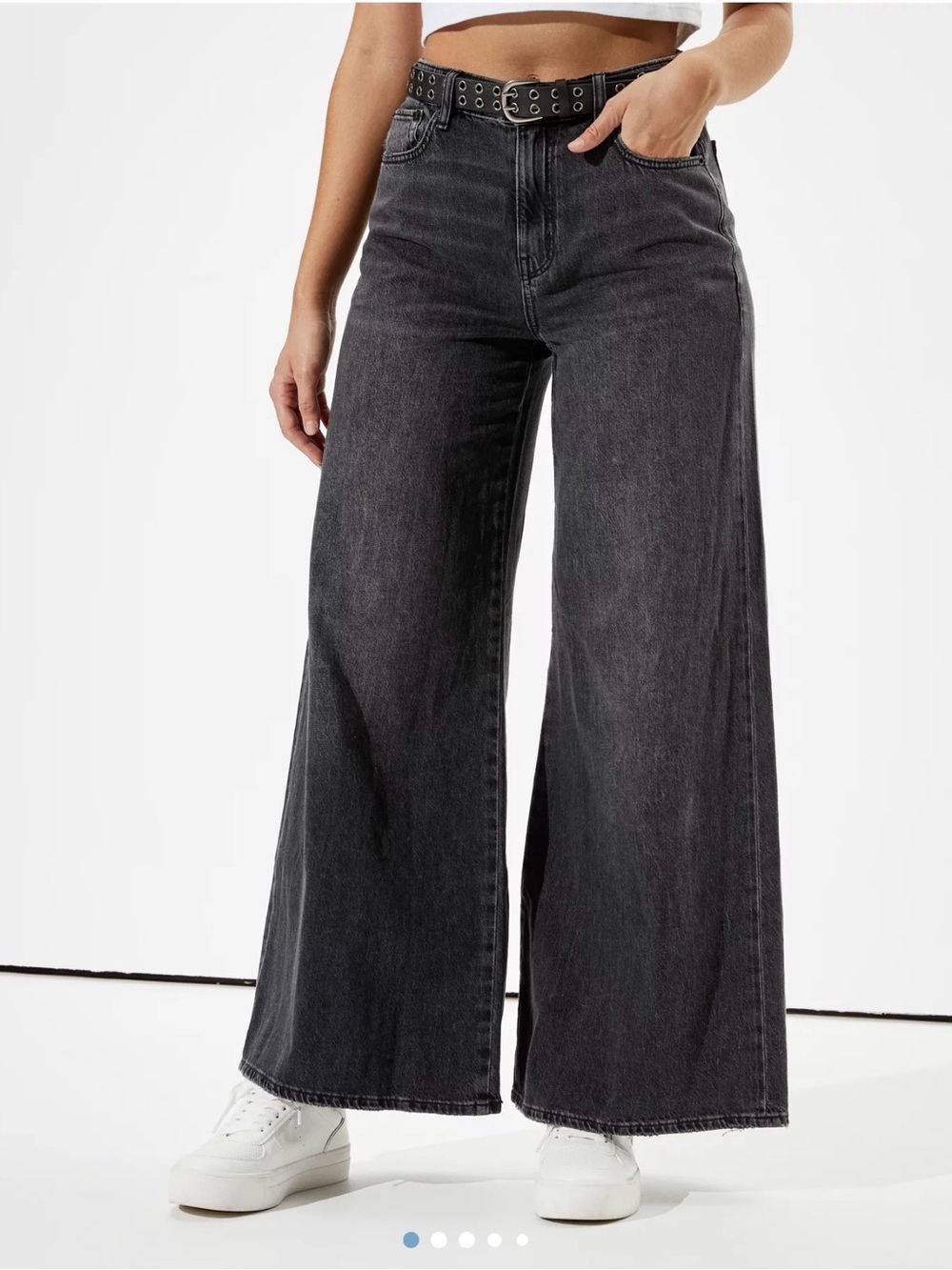 American Eagle Outfitters Black Wash High-Rise Wide Leg Jeans